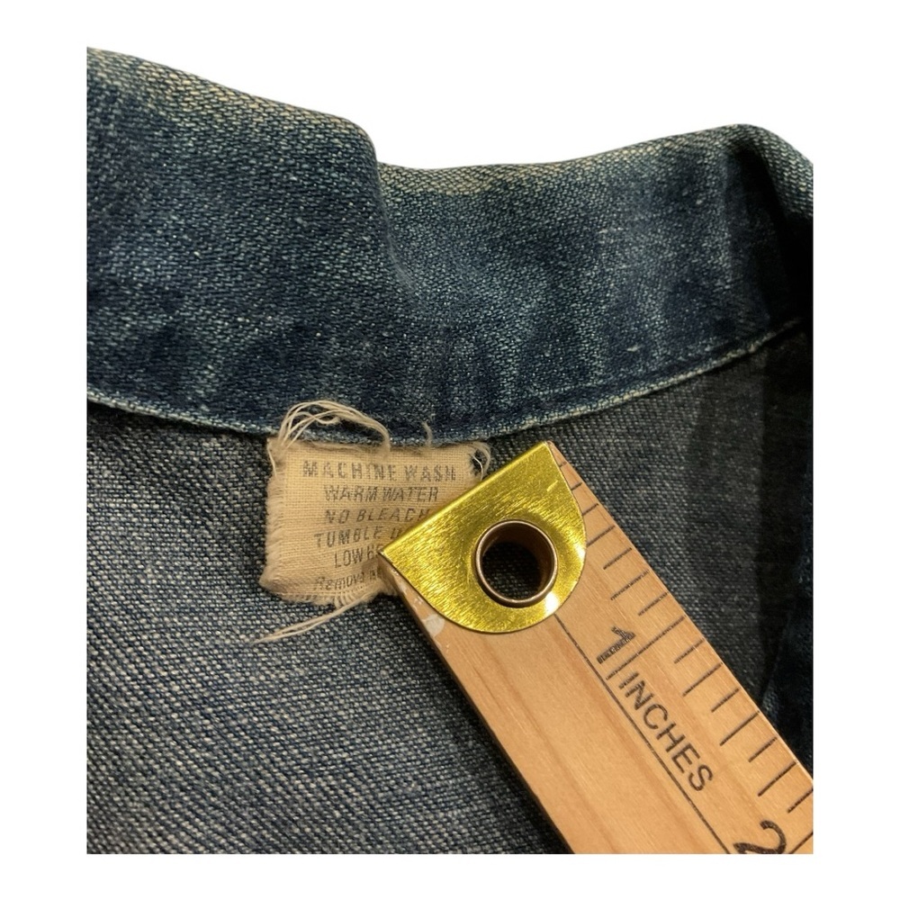 Vintage Denim Jacket Honda Patch Trucker Distressed Dark Wash - Picture 6 of 10